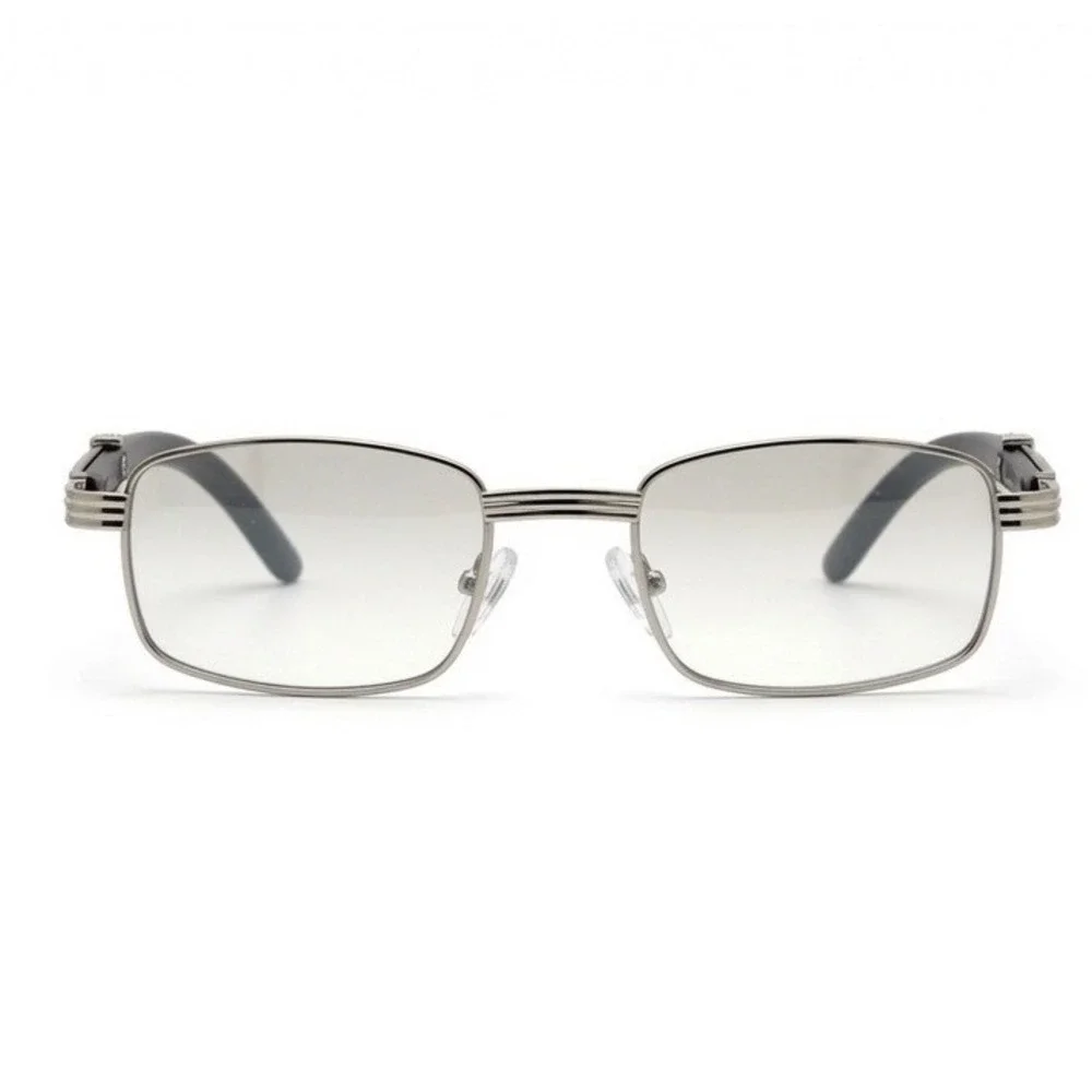 Women Silver Square Eyeglasses‎ Black Arms Clear Lens Retro Professional Frames